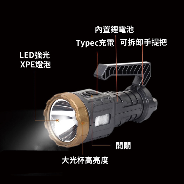 手提可拆卸高亮工作手電筒