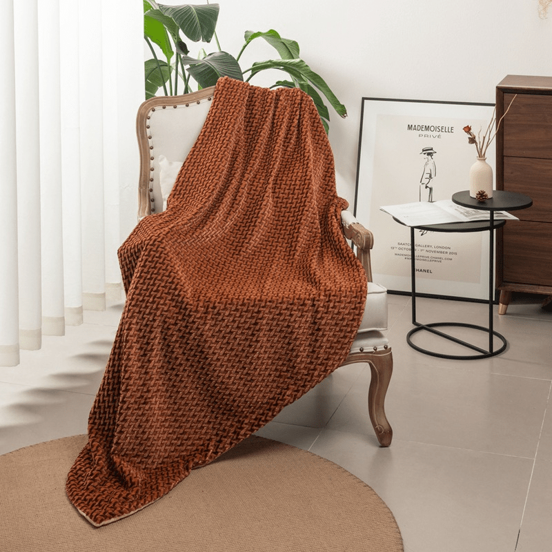 【家軒】提花法蘭絨雙層毛毯 空調午睡蓋毯 (150x120cm)
