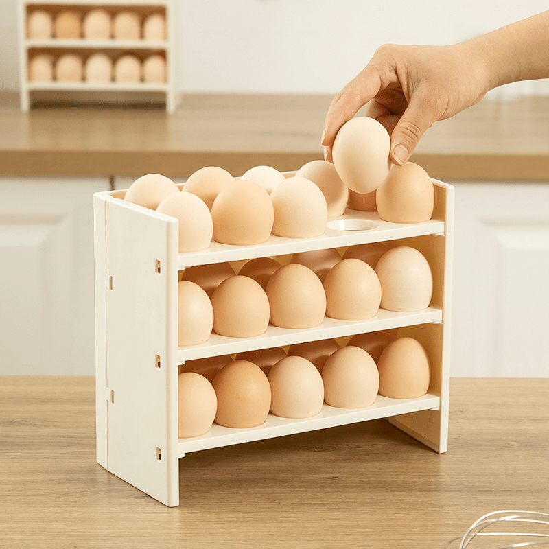 可折疊翻轉30格雞蛋三層收納盒
