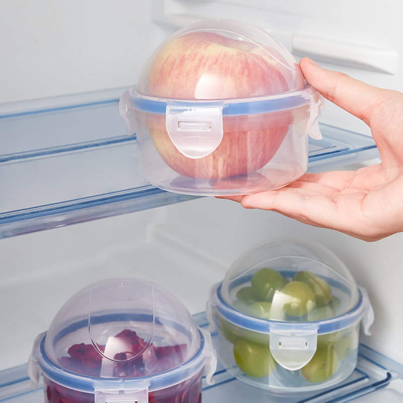 透明半圓蓋密封蘋果保鮮盒 水果零食收納盒