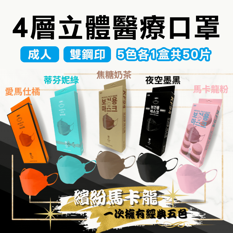 久富餘KF94韓版醫療口罩(10片/盒)立體口罩/成人口罩