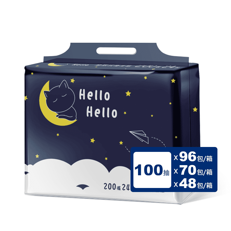 【Hello Hello】黑貓超柔可溶水抽取式衛生紙100抽