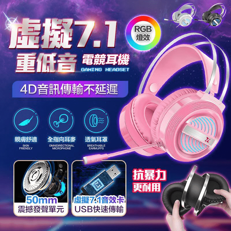 【長江】超7.1聲道電競電腦耳機A8