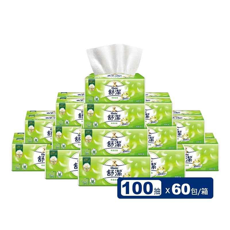 【Kleenex 舒潔】絲滑舒膚抽取式衛生紙(100抽x20包x3串/箱)