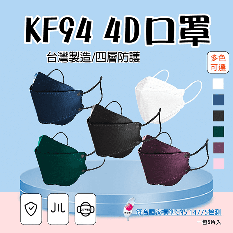 台灣製4D立體醫療口罩/魚型口罩 5入/袋