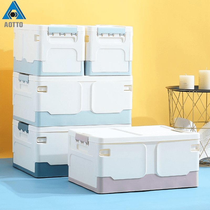 【AOTTO】21L/42L輕巧簡約摺疊收納箱-特大號4入(整理箱 儲物箱 玩具
