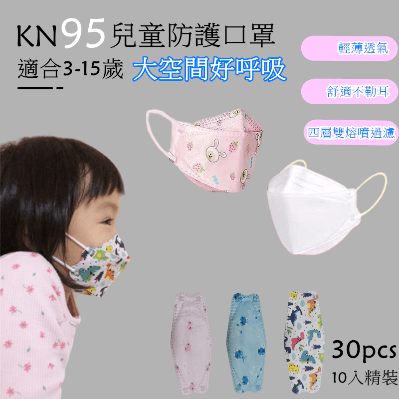 KN95兒童四層高防護口罩