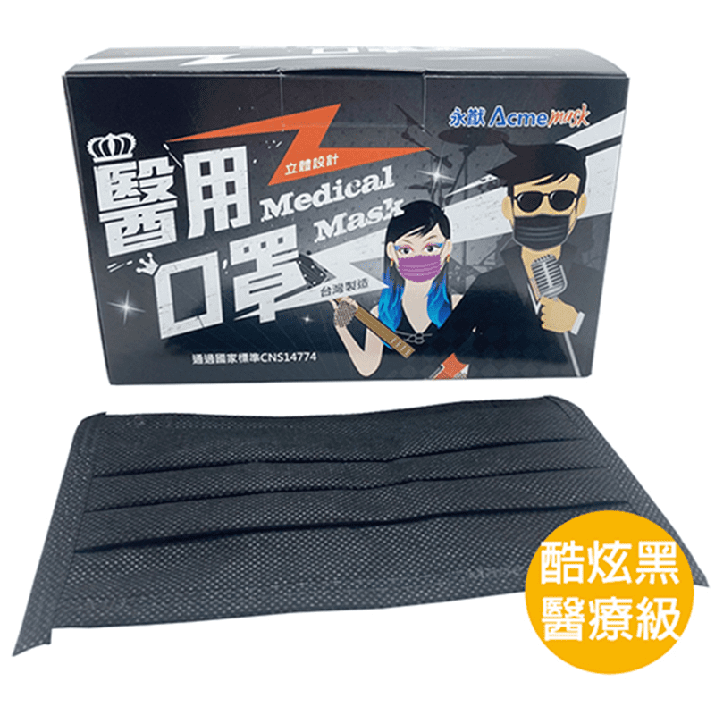 MIT永猷雙鋼印醫療級口罩 50入/盒 明星黑/深邃藍