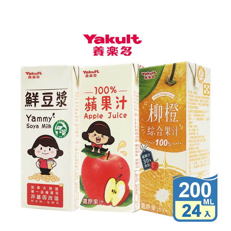 【Yakult養樂多】100%果汁/鮮豆漿 24瓶/箱 任選