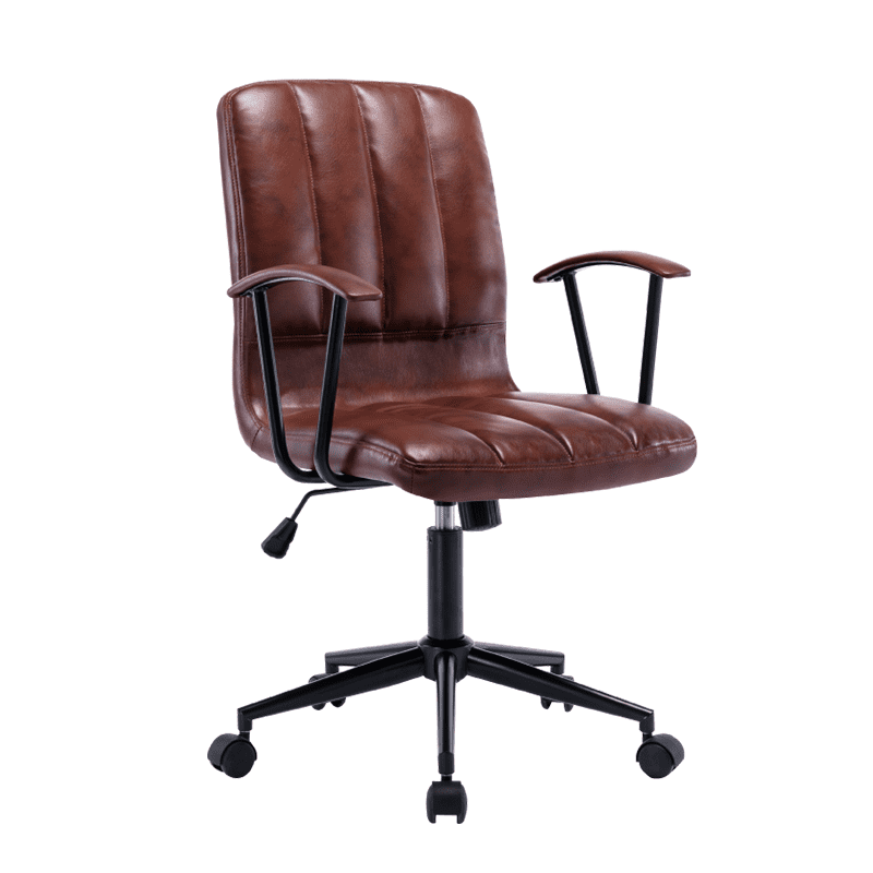 赫迪復古工業風直紋黑腳電腦椅-棕色