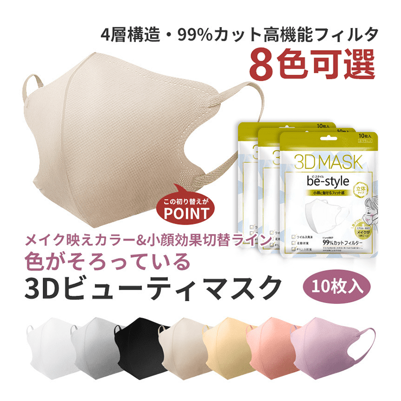 日系3D四層立體防護口罩/小臉口罩10片/袋(8色任選)