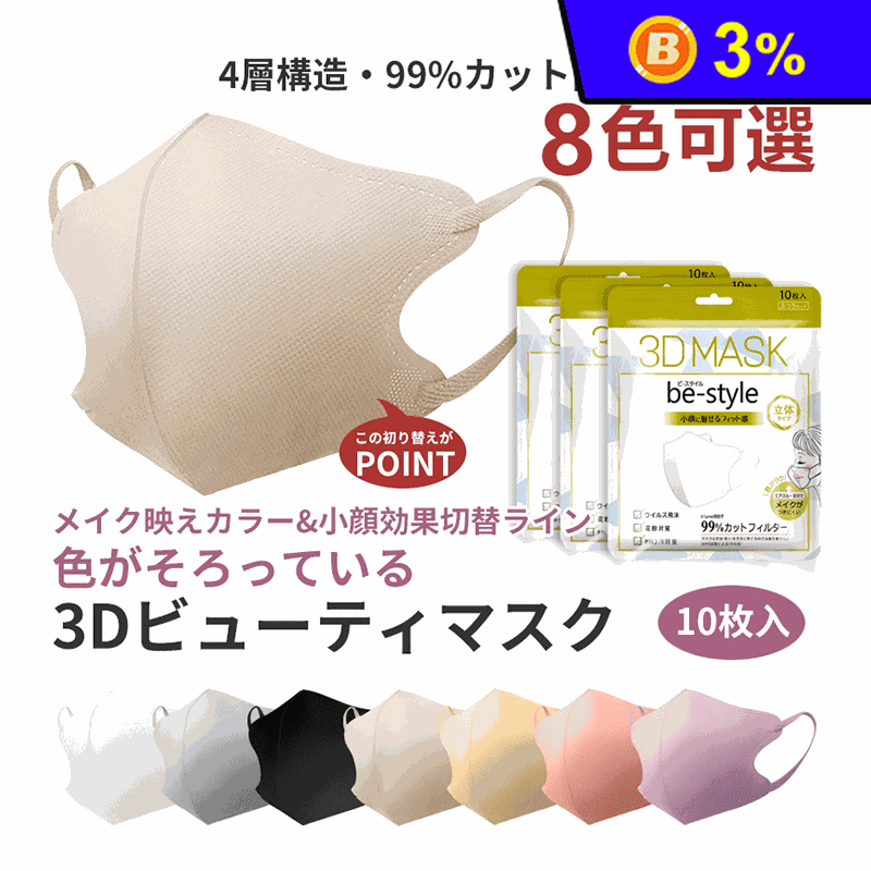 日系3D四層立體防護口罩/小臉口罩10片/袋(8色任選)