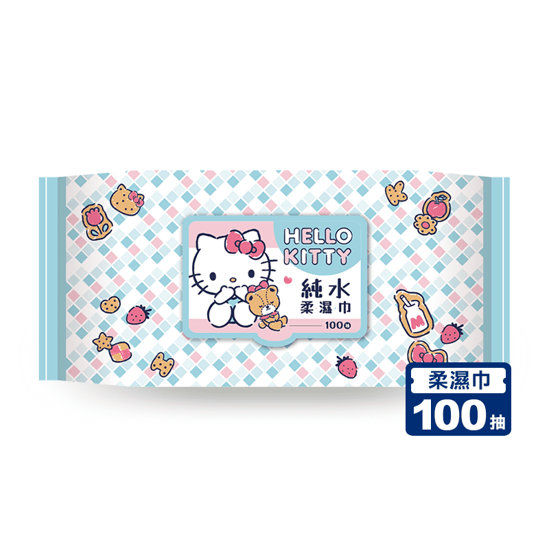 【Hello Kitty】100抽加厚超純水有蓋柔濕巾 濕紙巾 加蓋濕巾
