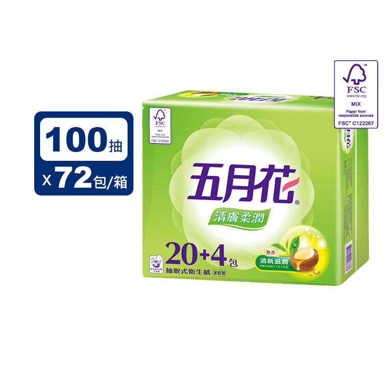 【MayFlower五月花】清膚柔潤抽取衛生紙100抽x24包x3袋