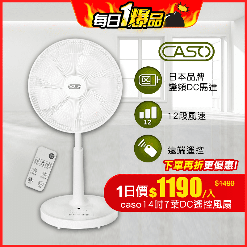 【caso卡索】14吋DC扇遙控風扇