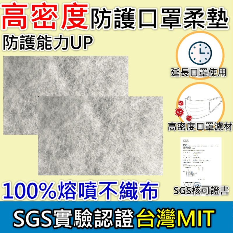 台灣製SGS認證熔噴不織布口罩濾材柔墊