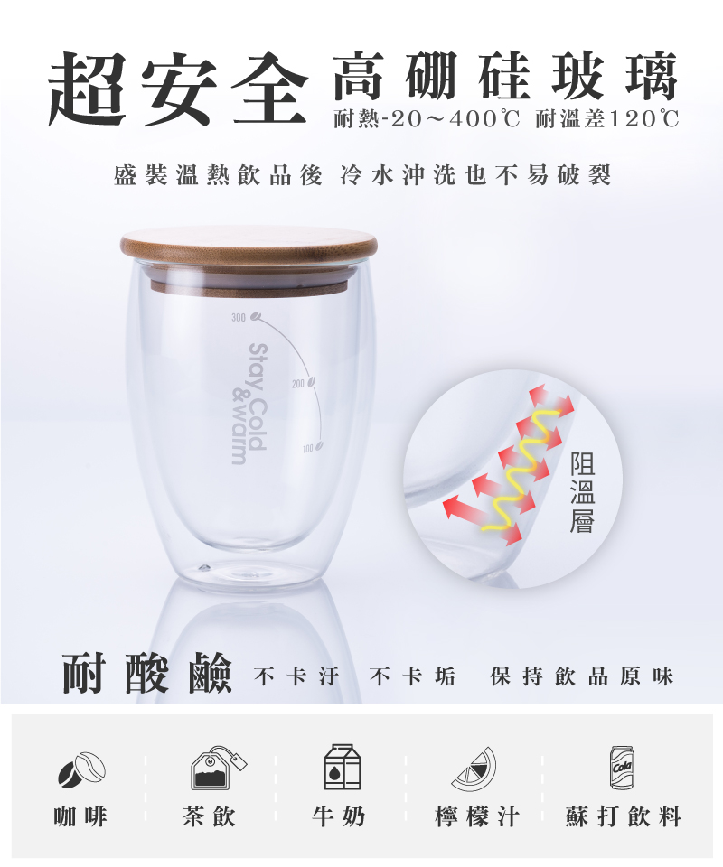 【CookPower 鍋寶】雙層玻璃咖啡杯 (350/400/500ml)