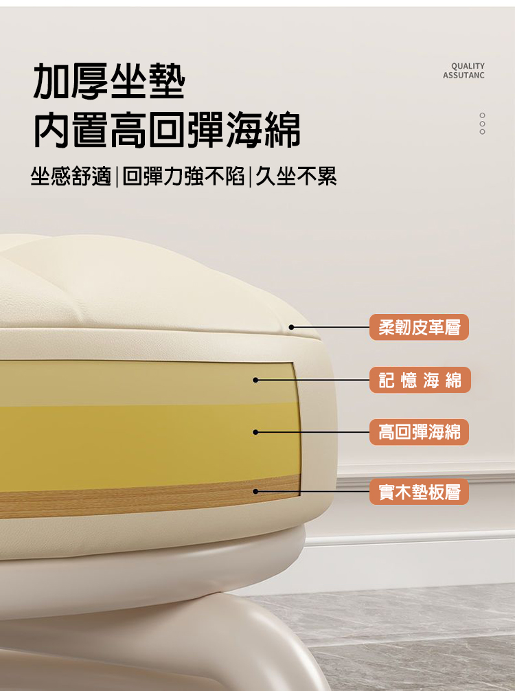 坐墊款萬向輪圓椅凳