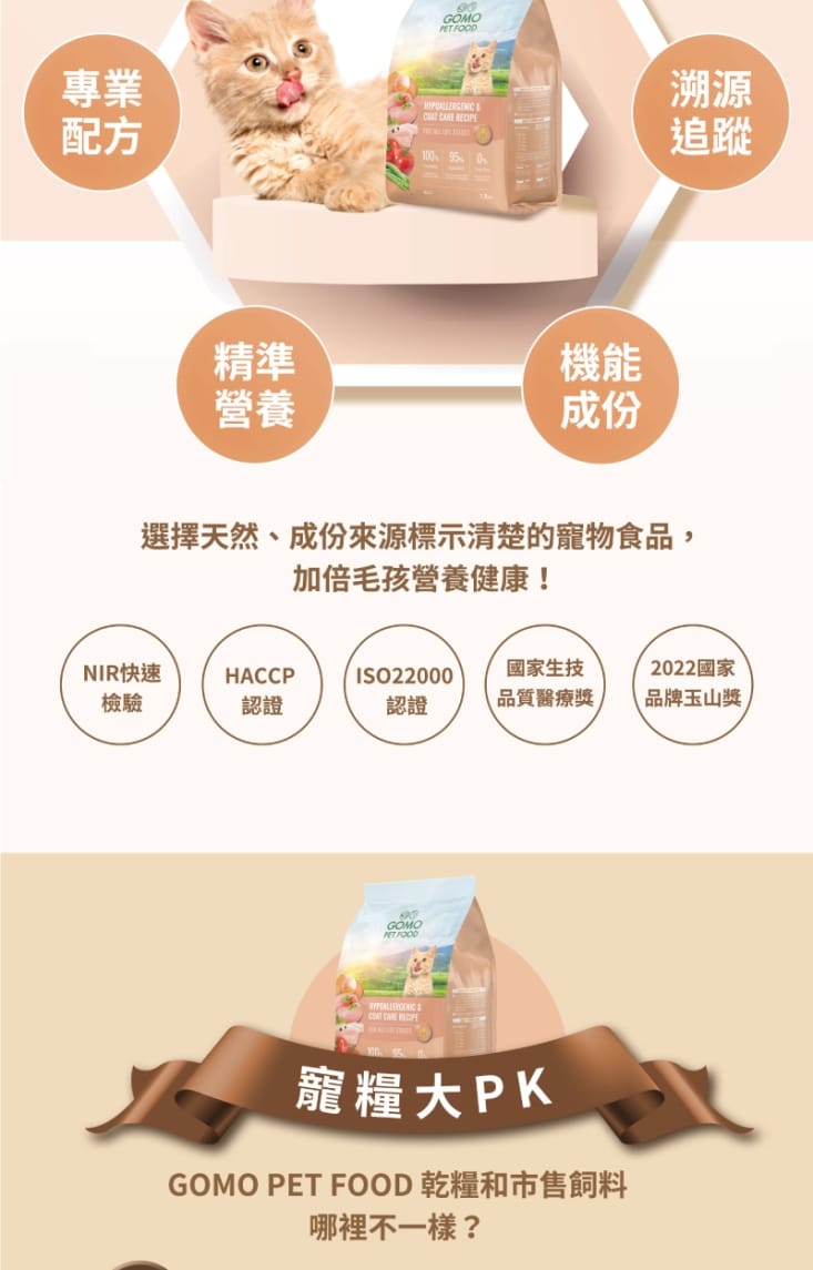 【GOMO PET FOOD】天然無穀低敏貓乾飼料1.8kg 化毛/腸胃/亮毛