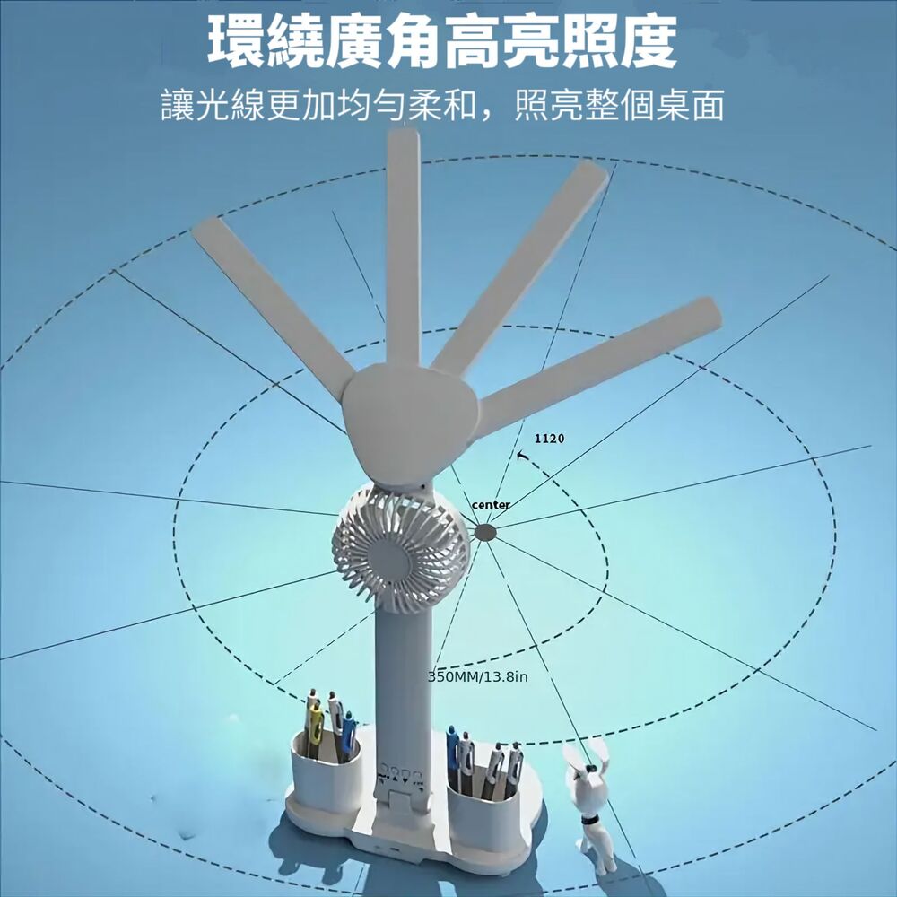 四排護眼風扇支架檯燈