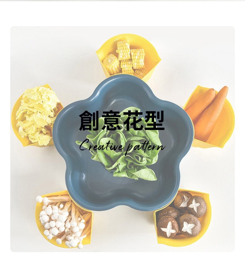 【五金媽】旋轉火鍋分隔雙層瀝水籃(瀝水籃/收納籃/蔬果籃)