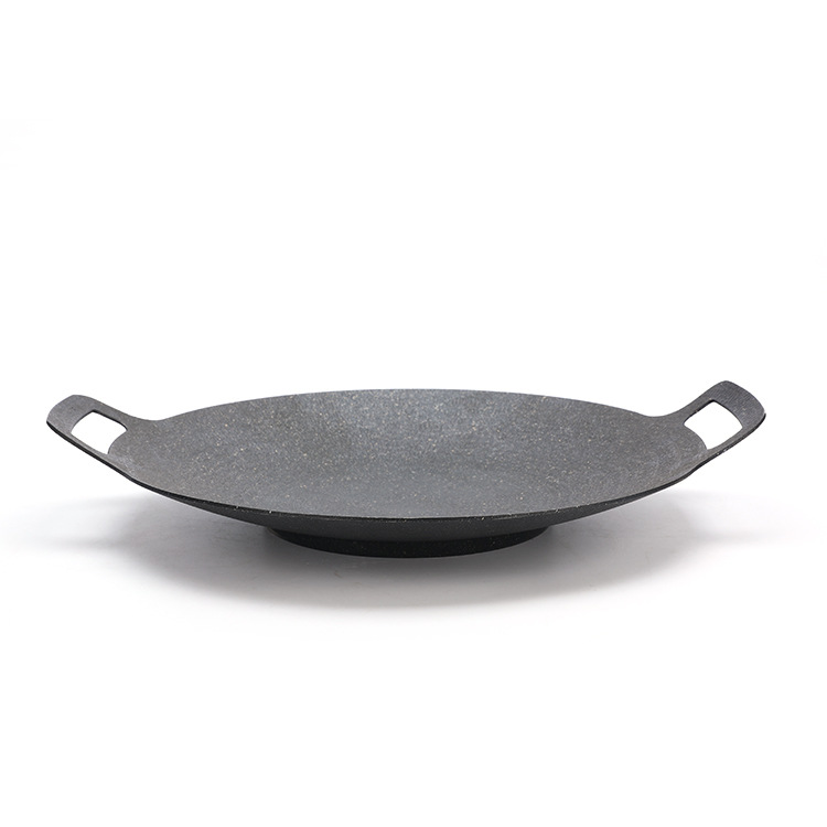 【小魚嚴選】烤盤附矽膠防燙握把 電磁爐通用款/直火款 (附防燙握把/麥飯石)