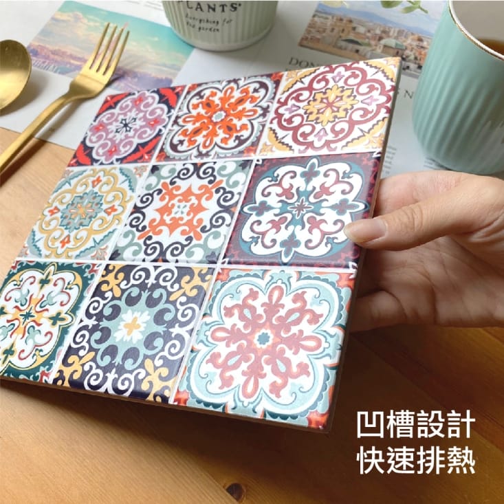 西班牙花磚陶瓷隔熱杯墊