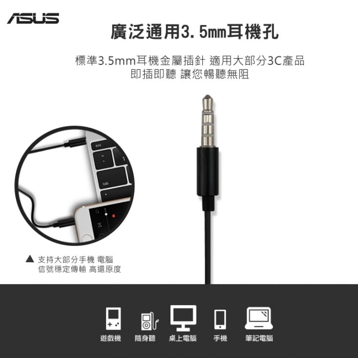 ASUS華碩 原廠高音質耳機 3.5mm 各廠牌適用/ ZenFone / 入耳