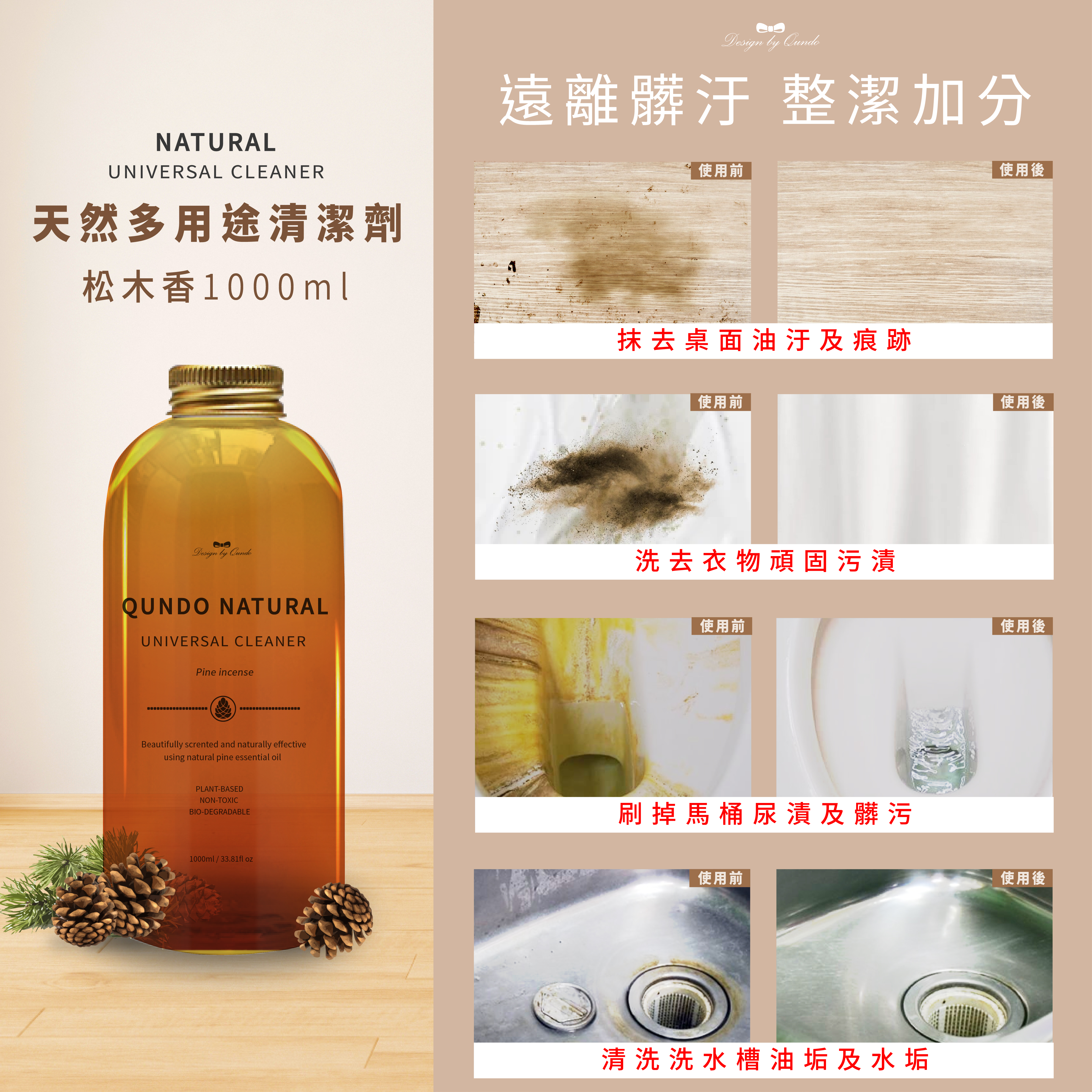 【康朵】天然松木驅蟲多用途濃縮清潔劑(1000ml/瓶)(清潔、增量、保養)