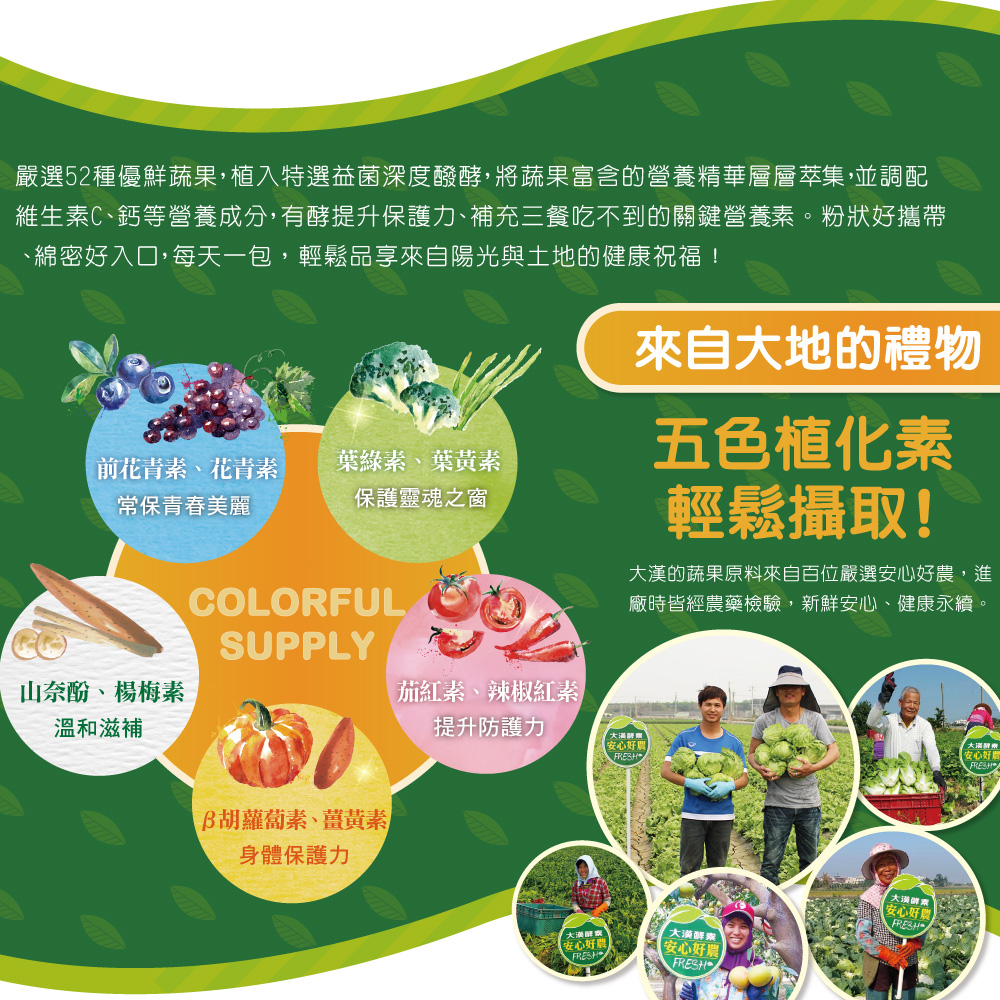 【大漢酵素】果萃蔬果酵素粉(30包/盒) 天然52種蔬果菁萃