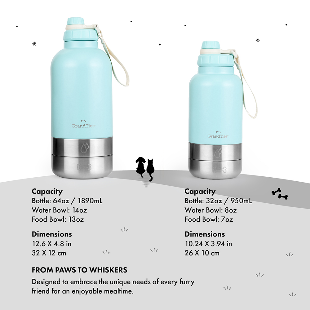 【GrandTies】1890ML雙碗寬口真空不鏽鋼寵物保溫瓶