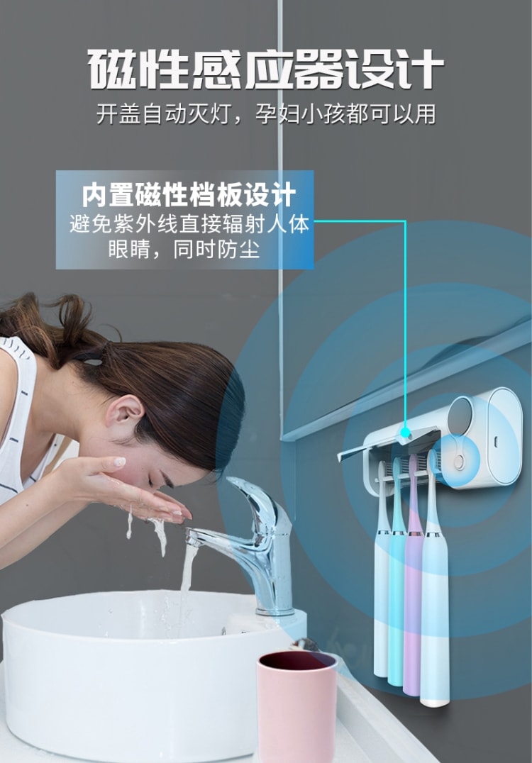 【西萊森】潔淨防護USB多功能紫外線殺菌牙刷架