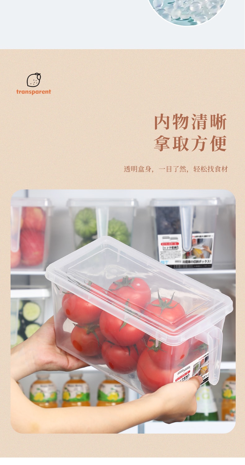 廚房冰箱多用途可疊加密封收納盒 帶把手食物保鮮盒 (2入／組)