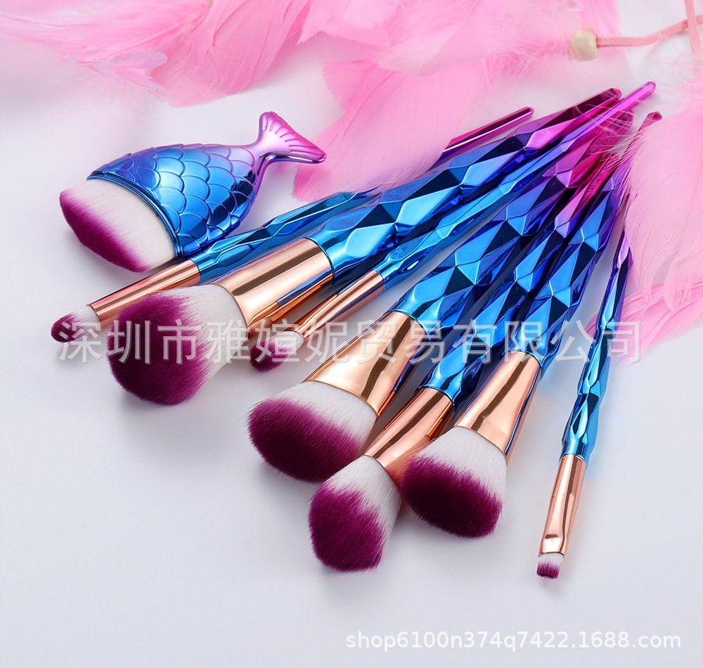 鑽石美人魚尾刷具 美人魚尾化妝刷 (8支／組)