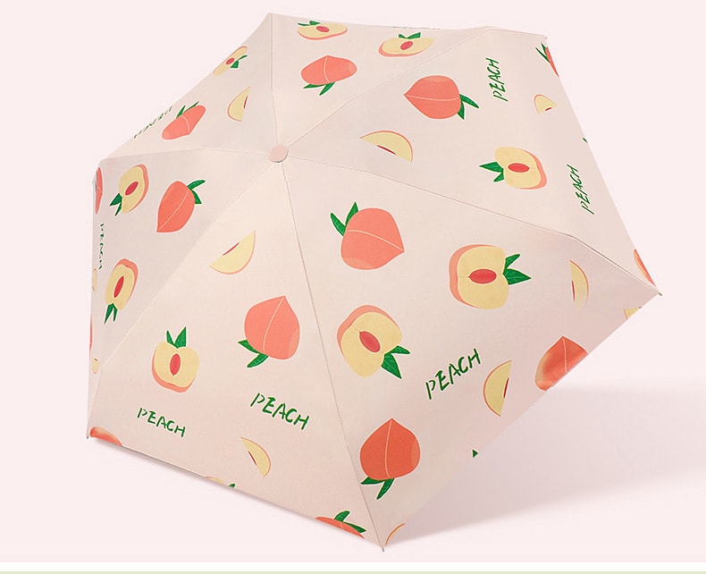 迷你便攜帶晴雨兩用 水果圖案造型五折防曬傘 黑膠折疊傘 附膠囊傘盒