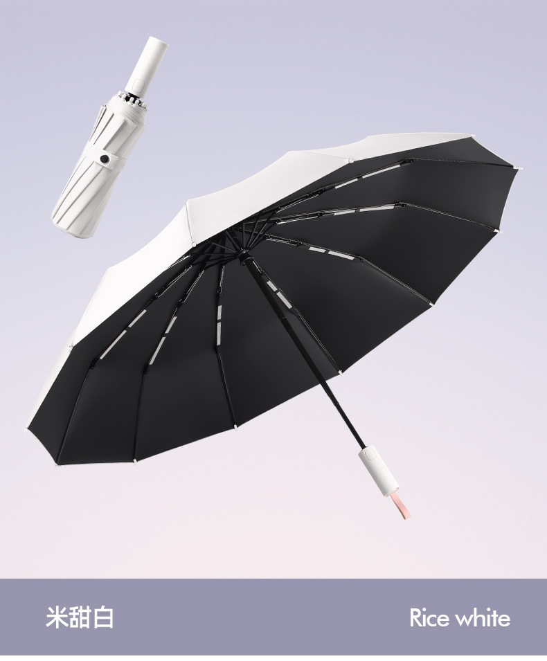 清新色彩繽紛果凍撞色手柄 加大傘面12骨三折黑膠防曬折疊傘 晴雨兩用自動傘