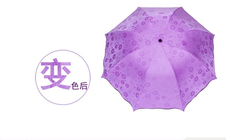 遇水浮花變色傘布晴雨兩用傘 黑膠防曬手開折疊傘
