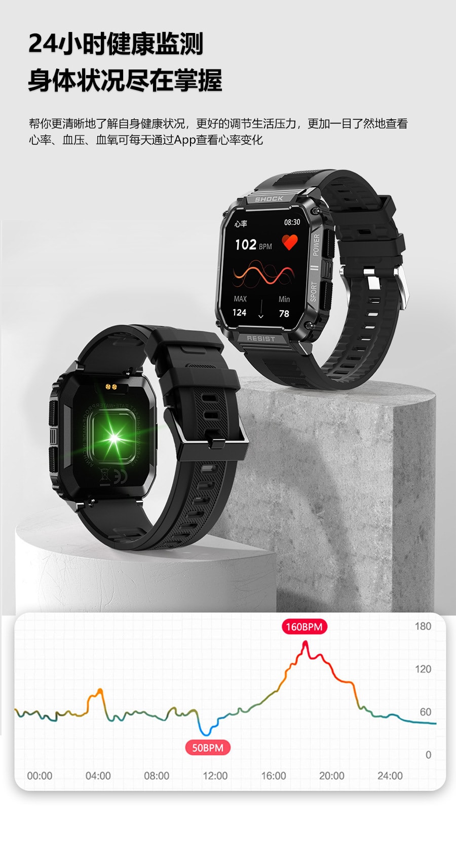 戶外運動藍芽智能手錶 大錶面智能手錶 T3