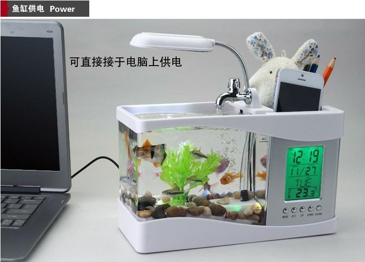 多功能迷你水族箱 萬年曆魚缸 (USB充電)