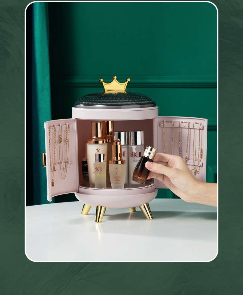 【樂樂米】開門式可旋轉化妝品收納盒 首飾化妝品收納盒