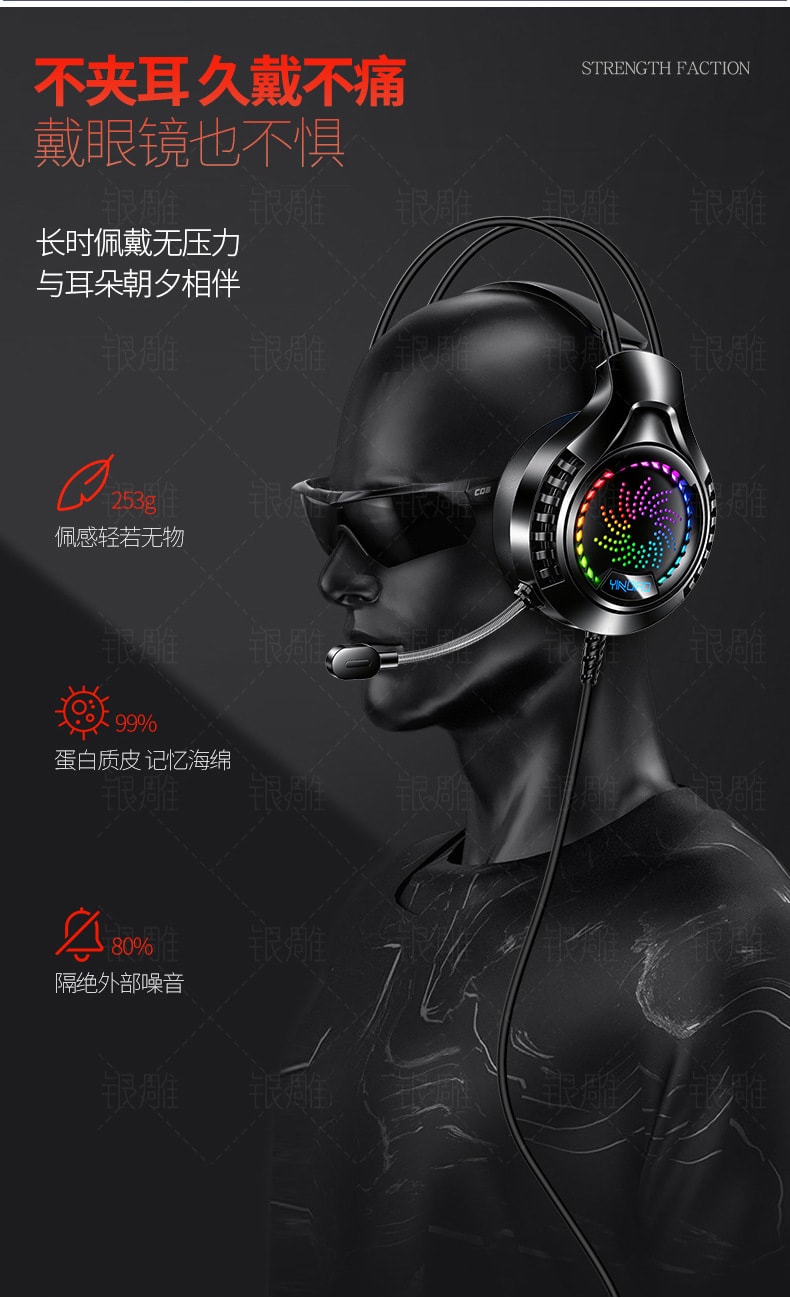 【銀雕】頭戴式電腦有線耳機 頭戴式電競耳機 Q7