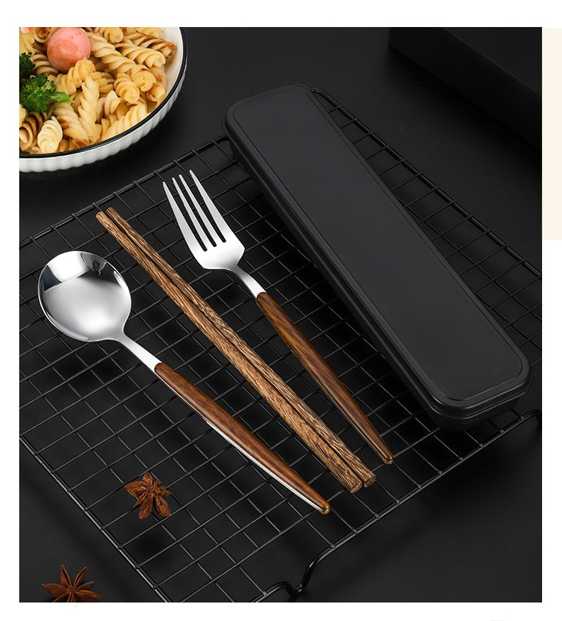 不鏽鋼便攜餐具 一體成形環保餐具 (圓勺／方柄)