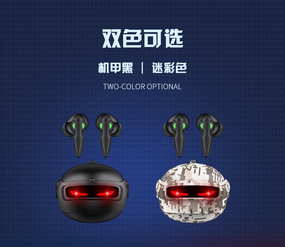 【銳思 RECCI】機甲黑頭盔TWS藍牙耳機 REP-W48 呼吸燈 遊戲模式