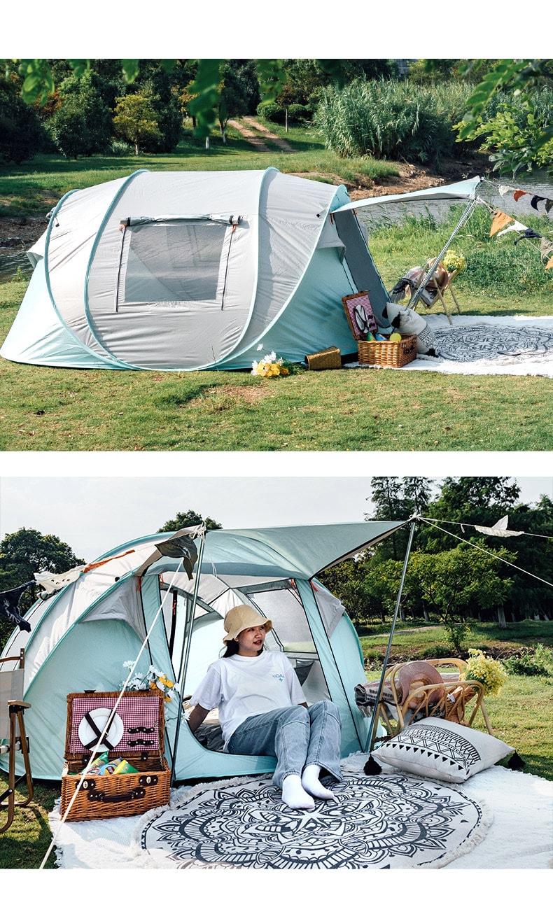 【露營日記】兩門兩窗5-8人露營帳篷 自動速開露營帳篷