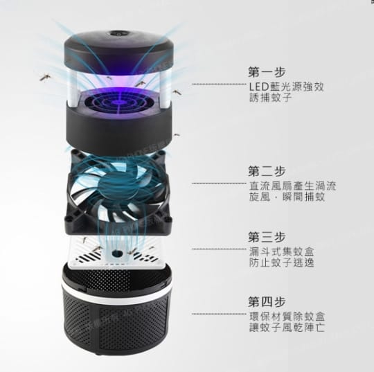 USB圓柱形吸入式捕蚊燈