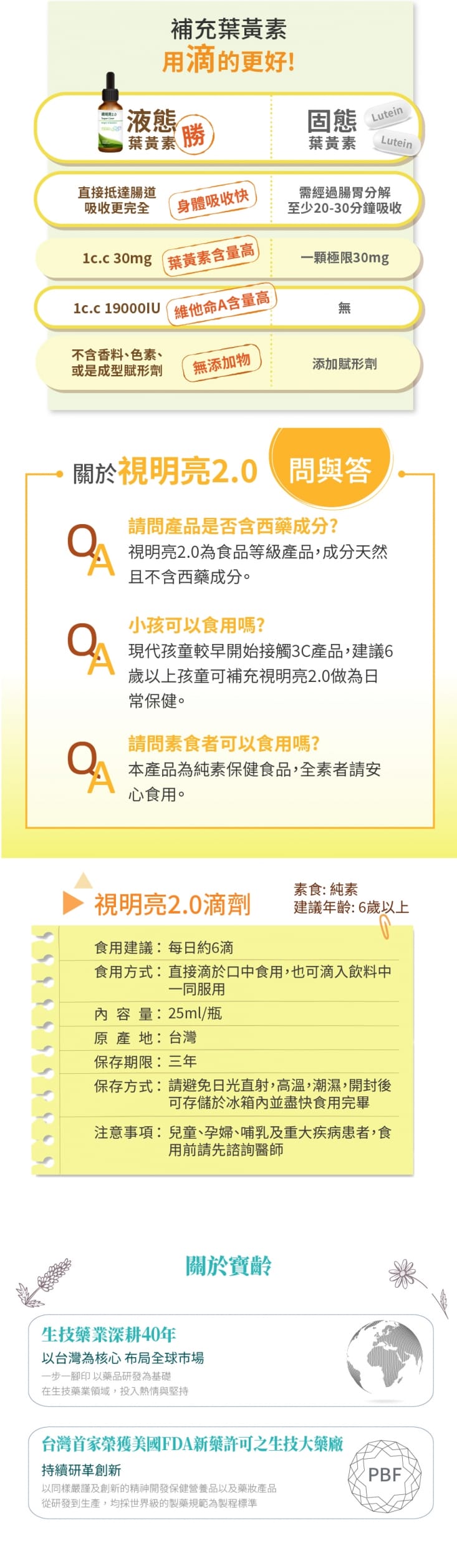 【寶齡富錦】視明亮2.0高濃度滴劑25ml 高吸收力 每ml含30mg葉黃素