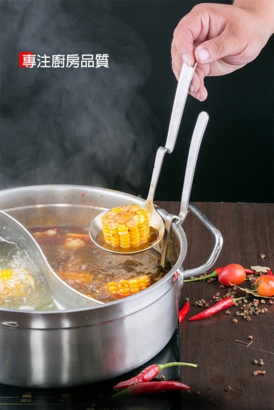 304不鏽鋼掛式火鍋鏤空勺湯勺 不鏽鋼廚具 加厚光柄 