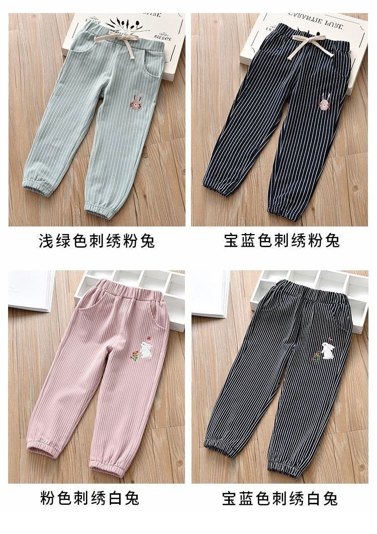 春秋薄款刺繡兒童長褲 多款多色任選