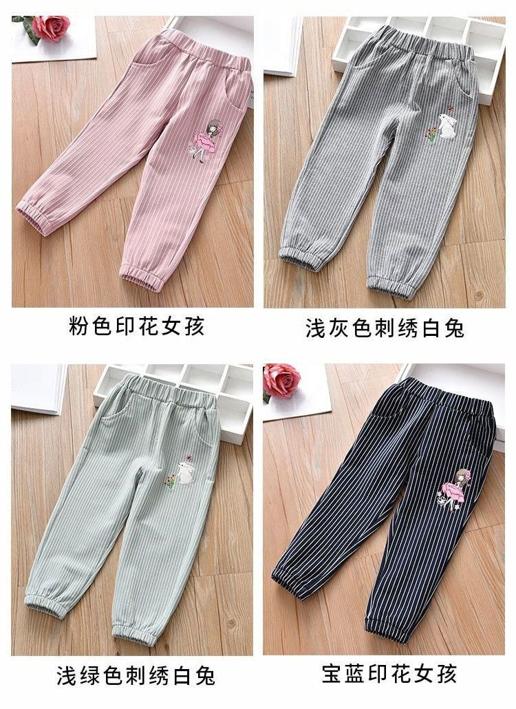 春秋薄款刺繡兒童長褲 多款多色任選