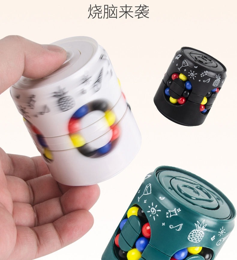 趣味兒童益智玩具 易拉罐魔方陀螺 旋轉魔豆罐 指尖陀螺 邏輯思維訓練